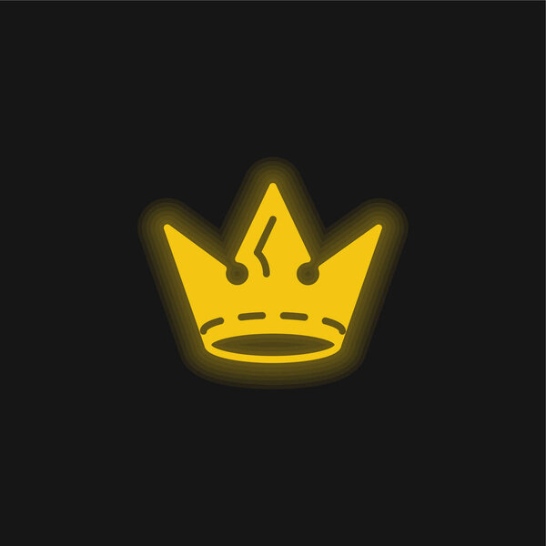 Crown yellow glowing neon icon