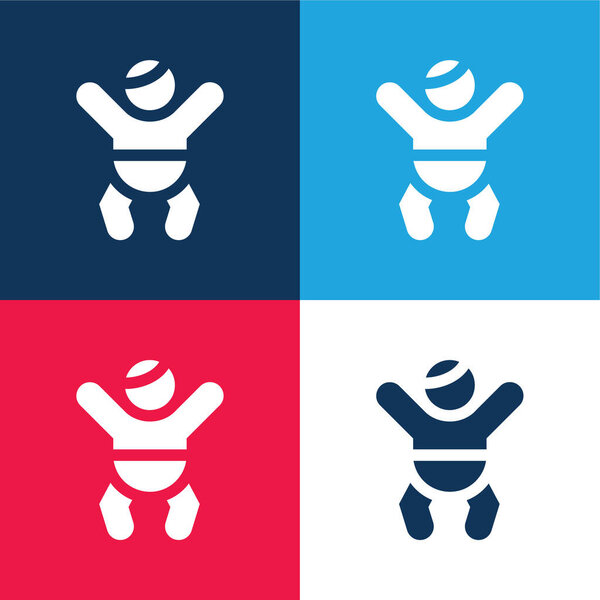 Ребенок синий и красный четыре цвета минимальный набор значков