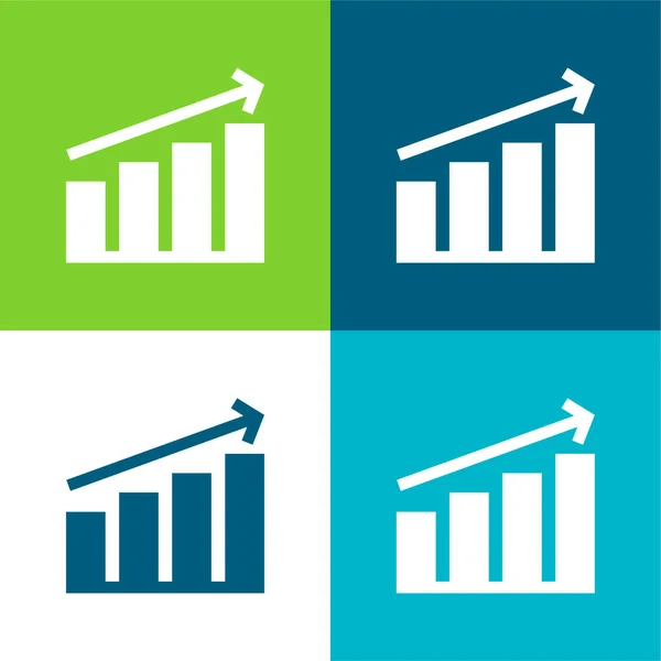 Bar Graph Płaski Zestaw Czterech Kolorów Minimalny Zestaw Ikon — Wektor stockowy