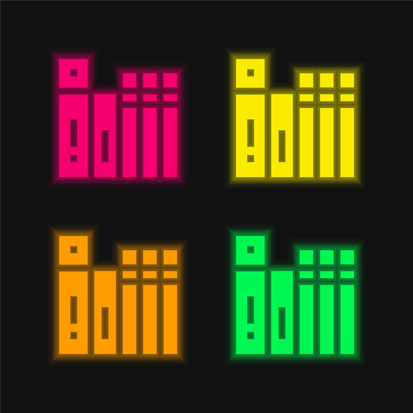 Book four color glowing neon vector icon
