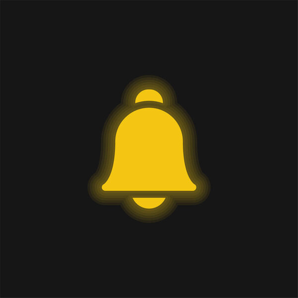 Bell yellow glowing neon icon