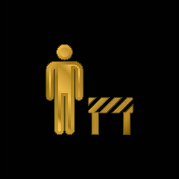 Barrier gold plated metalic icon or logo vector