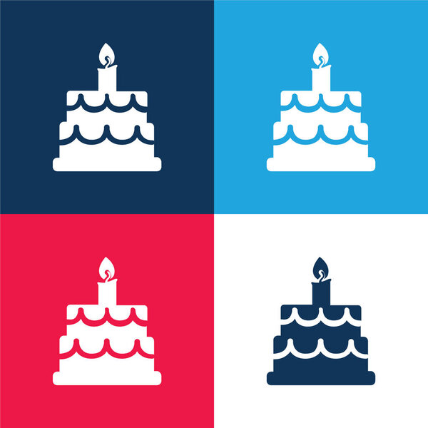 Birthday Cake blue and red four color minimal icon set