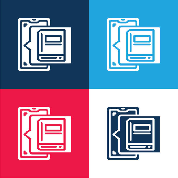 Book blue and red four color minimal icon set