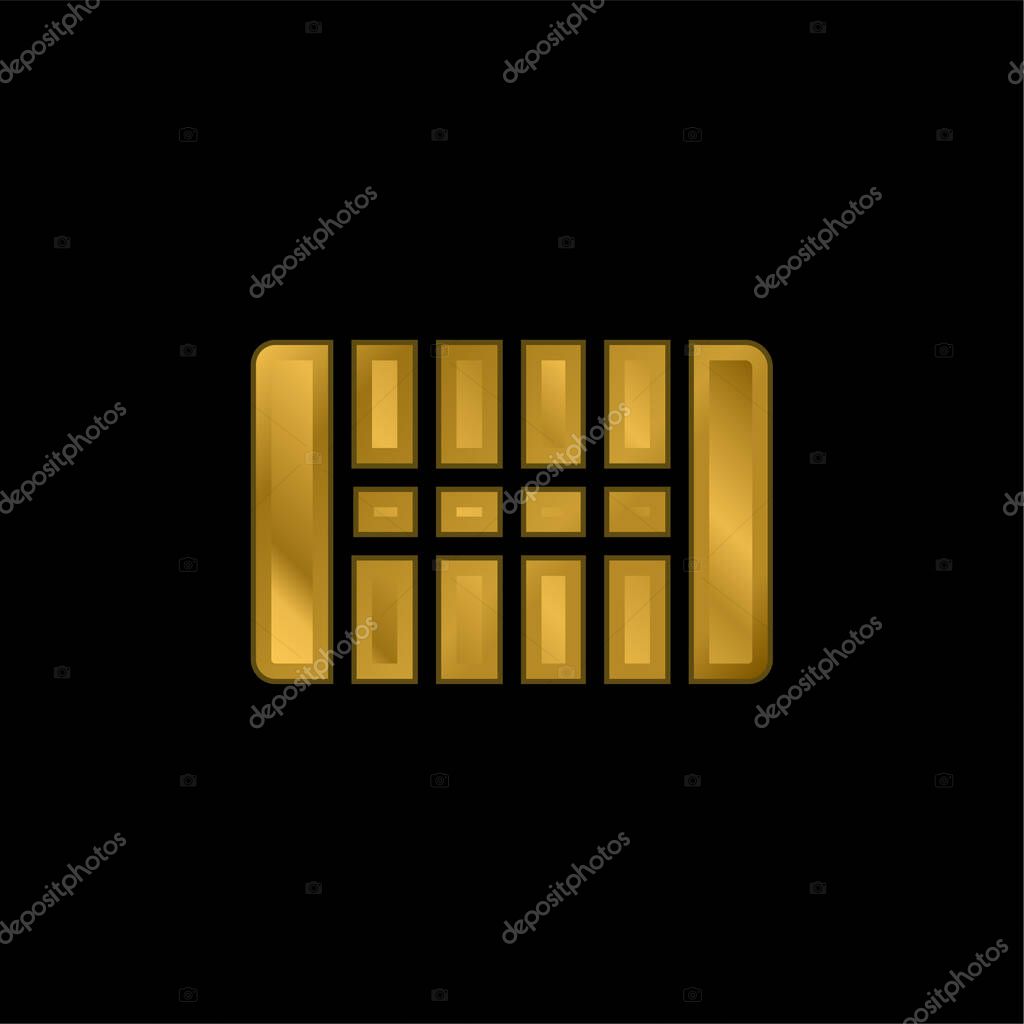 American Football Field Top View gold plated metalic icon or logo vector