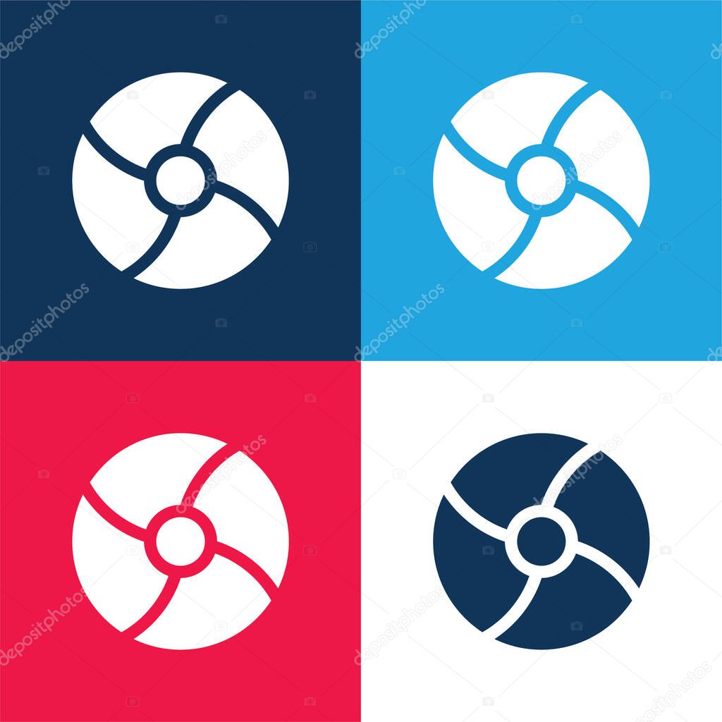 Beach Ball blue and red four color minimal icon set