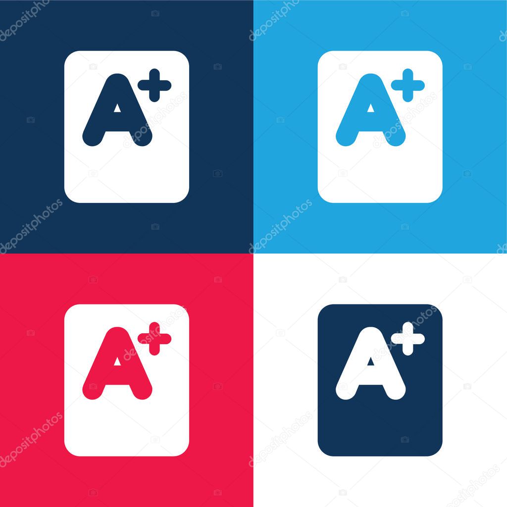 A+ Mark blue and red four color minimal icon set