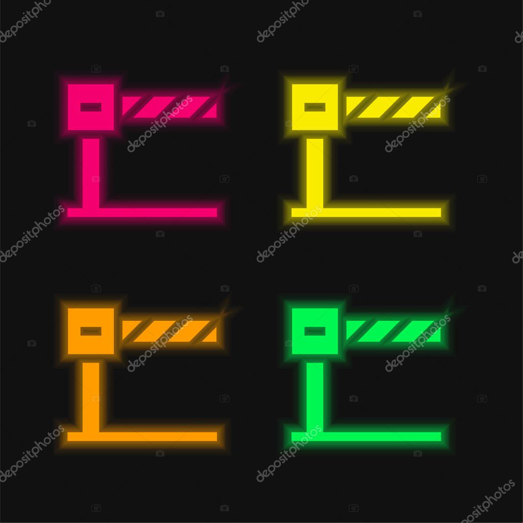 Barrier four color glowing neon vector icon