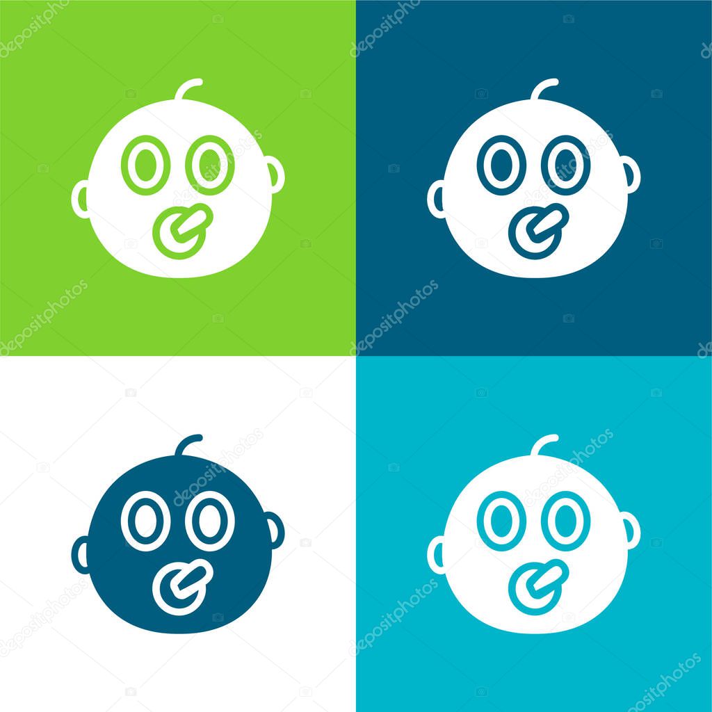 Baby Flat four color minimal icon set