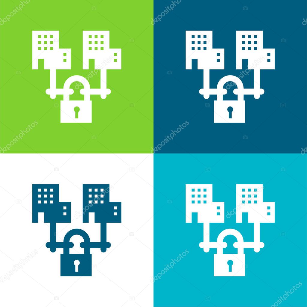 B2b Flat four color minimal icon set