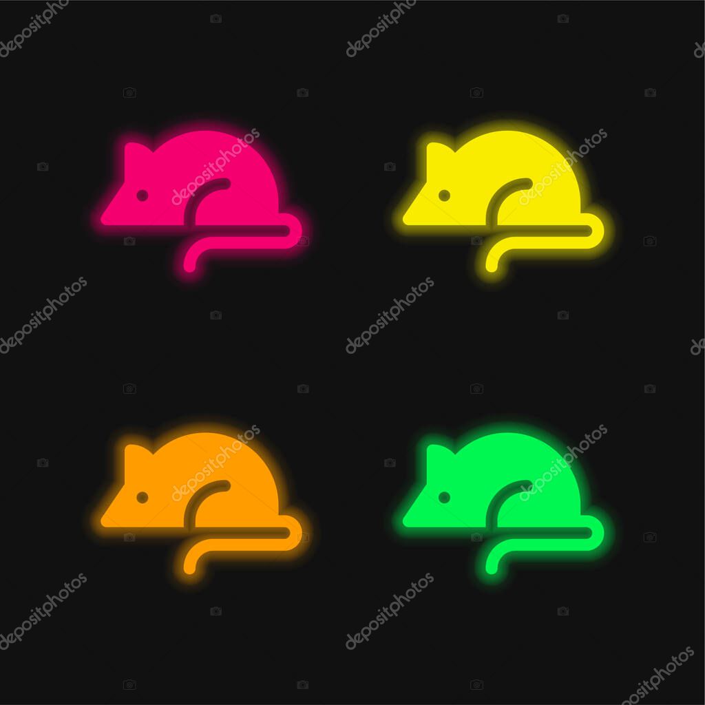 Animal Testing four color glowing neon vector icon