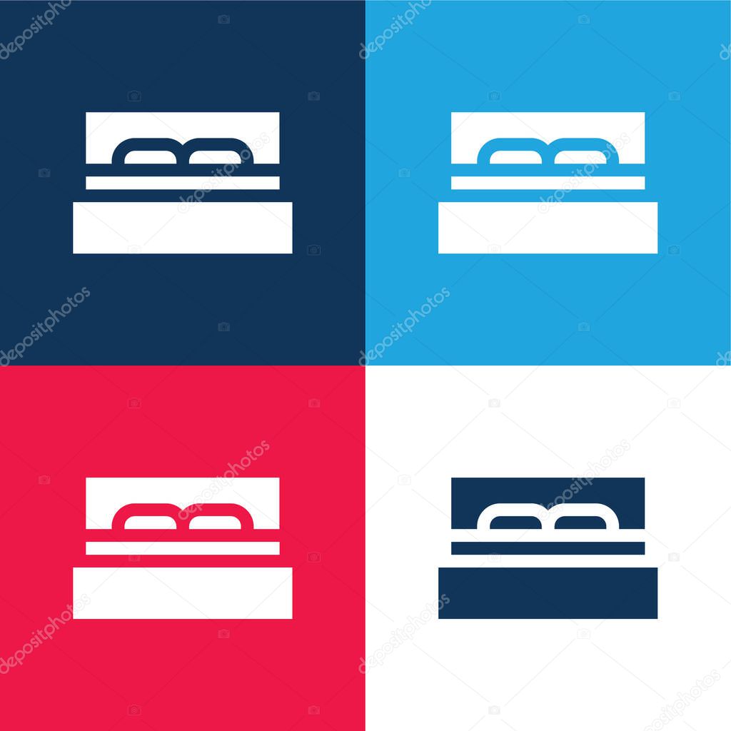 Bed blue and red four color minimal icon set