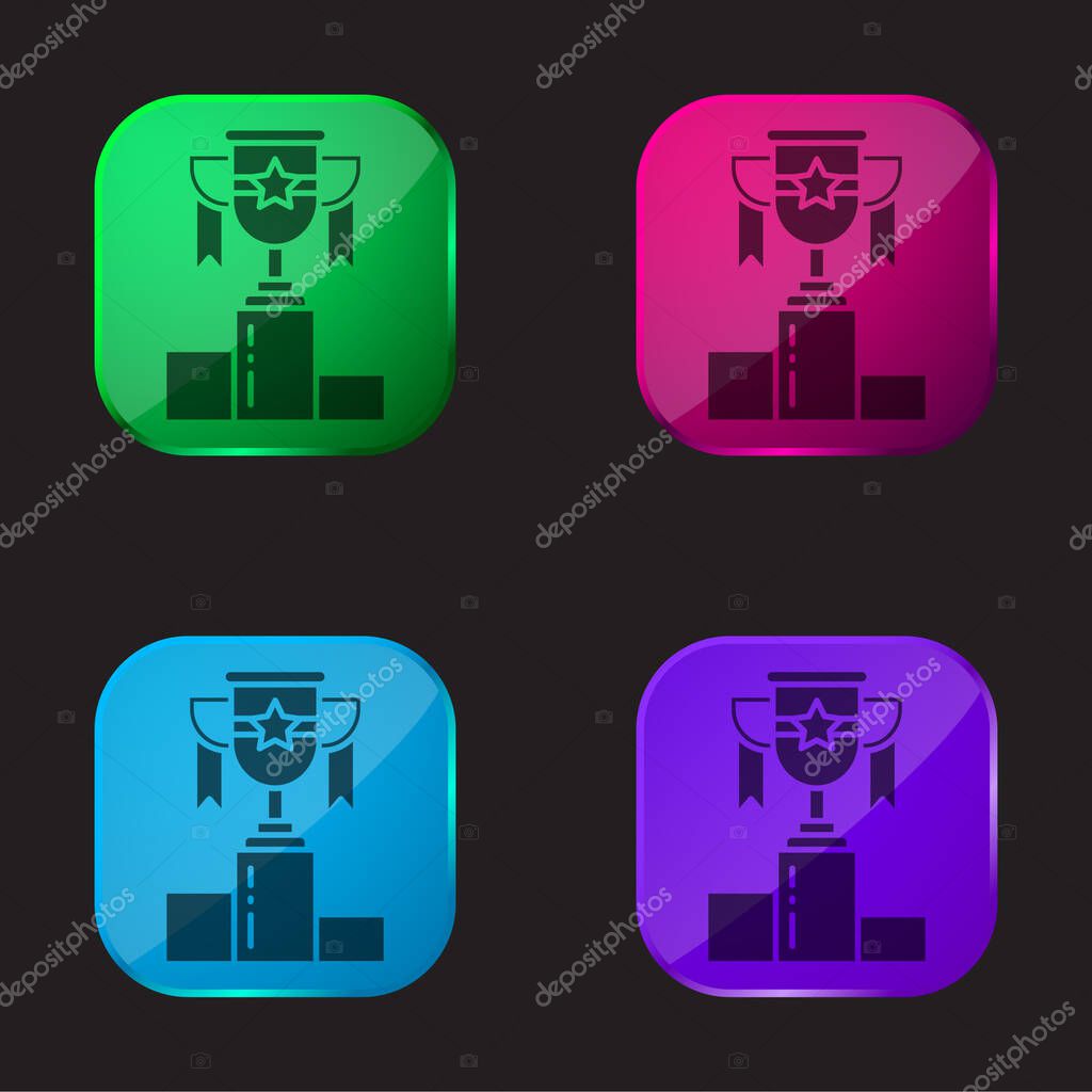 Award four color glass button icon
