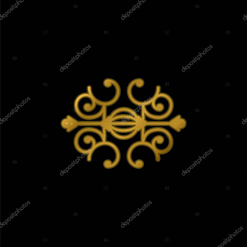 Ball Surrounded By Spirals gold plated metalic icon or logo vector