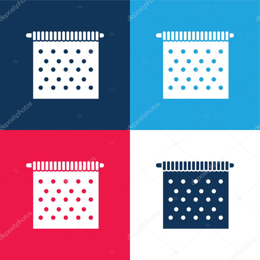 Bathroom Hanging Towel blue and red four color minimal icon set