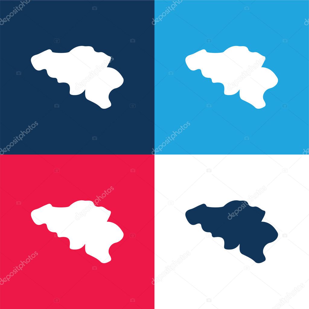 Belgium blue and red four color minimal icon set