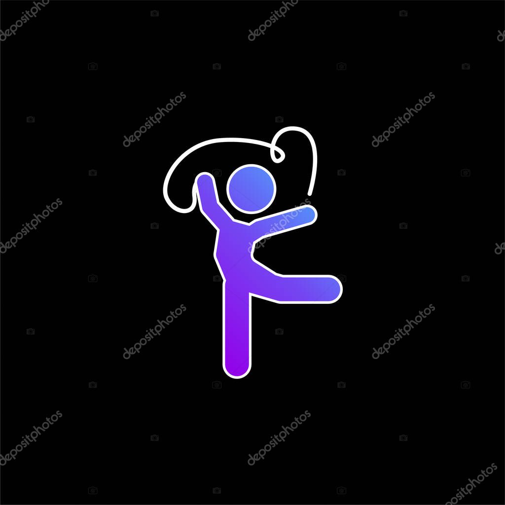 Artistic Gymnast Posture With Ribbon blue gradient vector icon