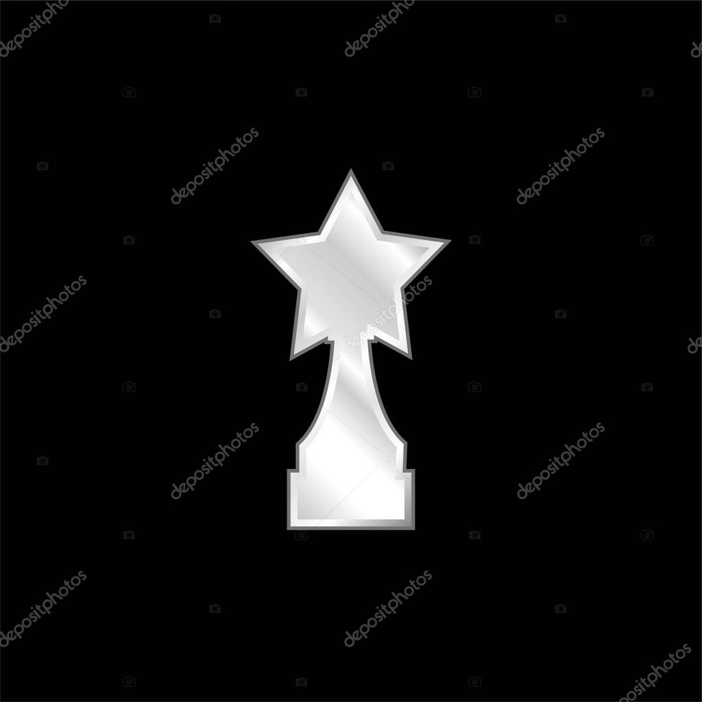 Award Trophy With Star Shape silver plated metallic icon