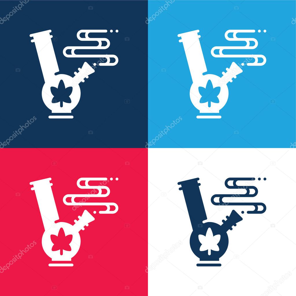 Bong blue and red four color minimal icon set