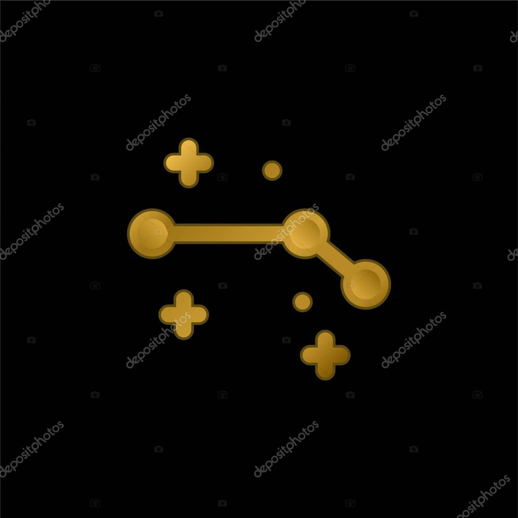 Aries gold plated metalic icon or logo vector