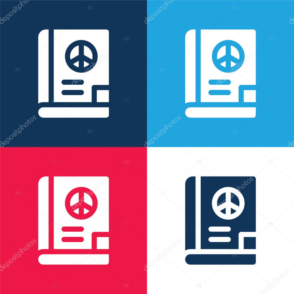 Book blue and red four color minimal icon set