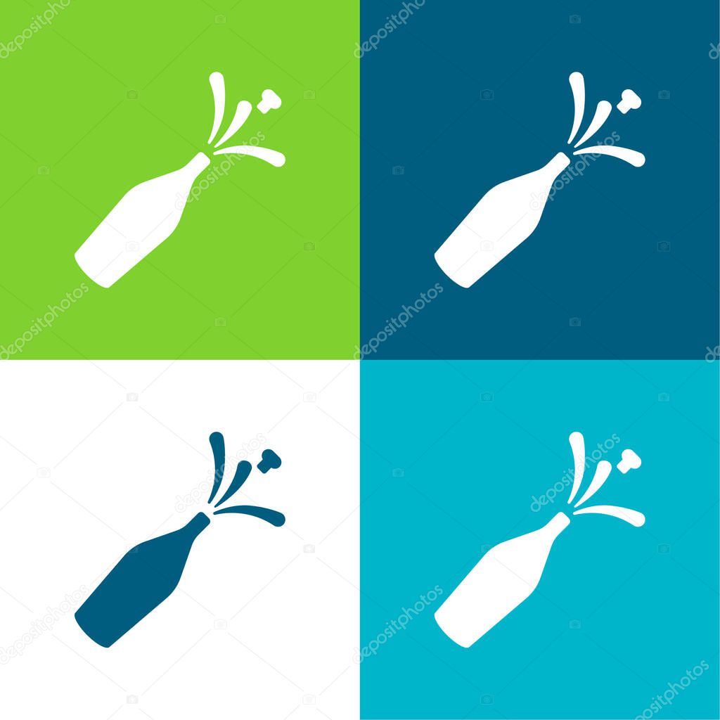 Bottle Flat four color minimal icon set
