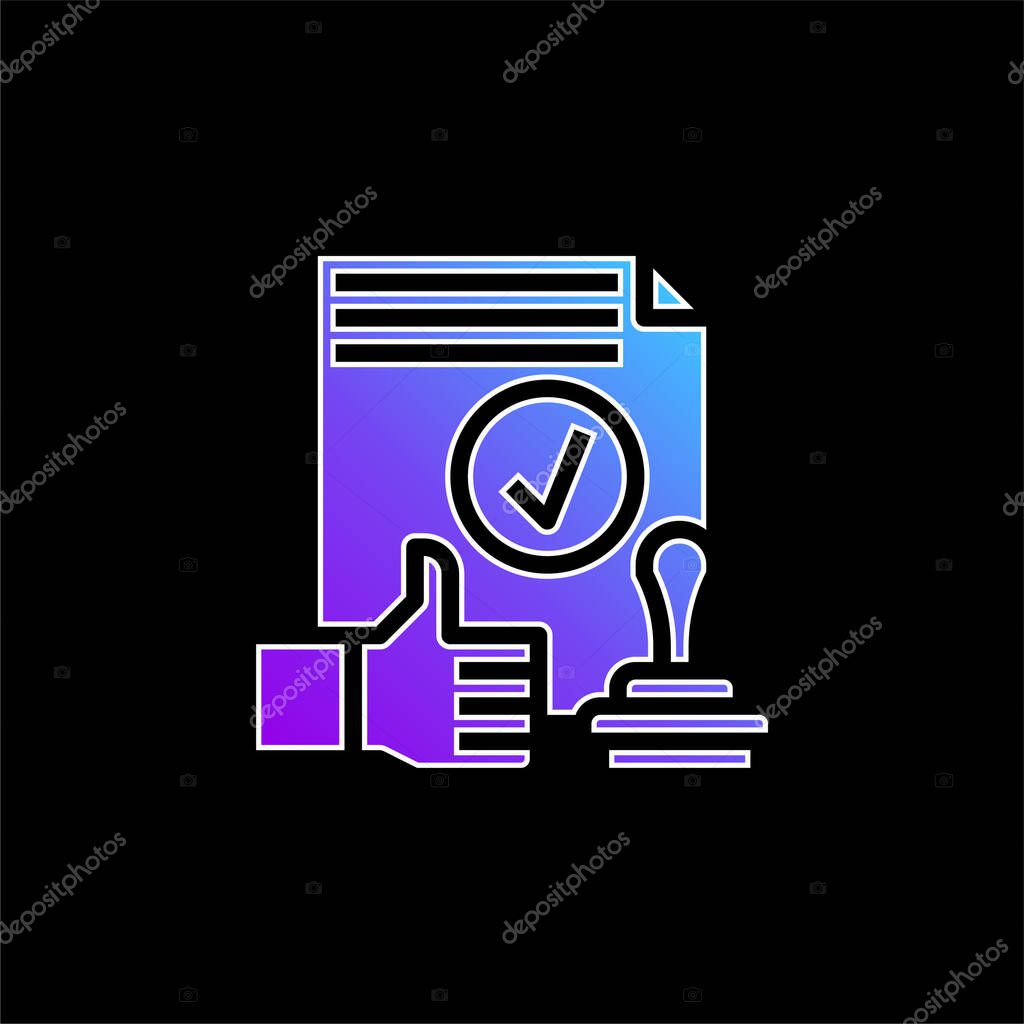 Approval blue gradient vector icon