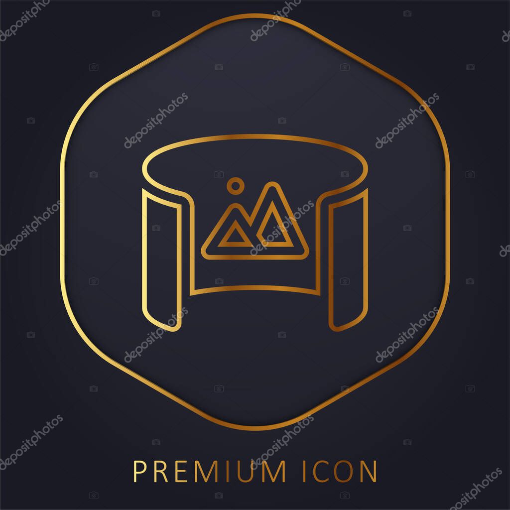 360 View golden line premium logo or icon