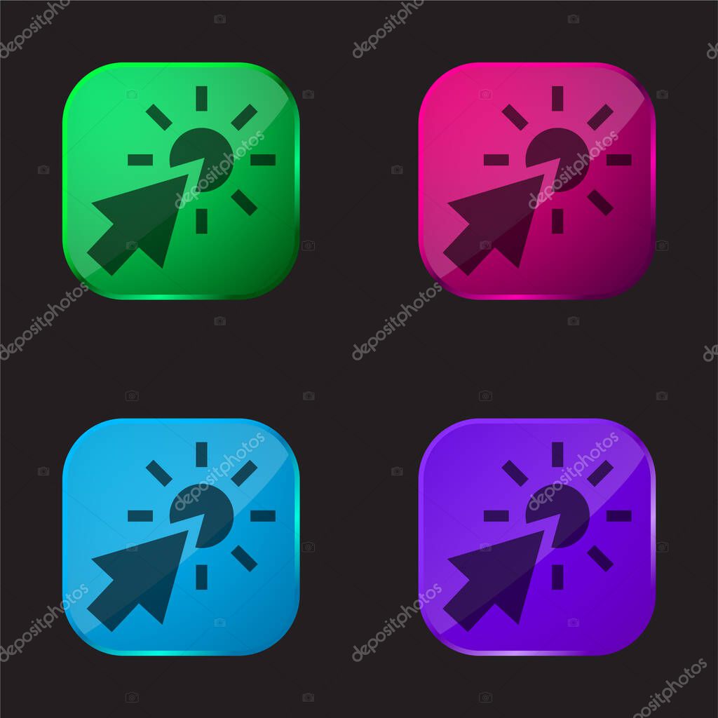 Arrow four color glass button icon