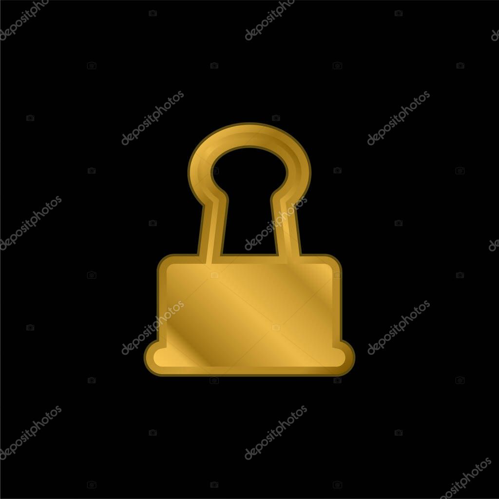 Big Clip gold plated metalic icon or logo vector