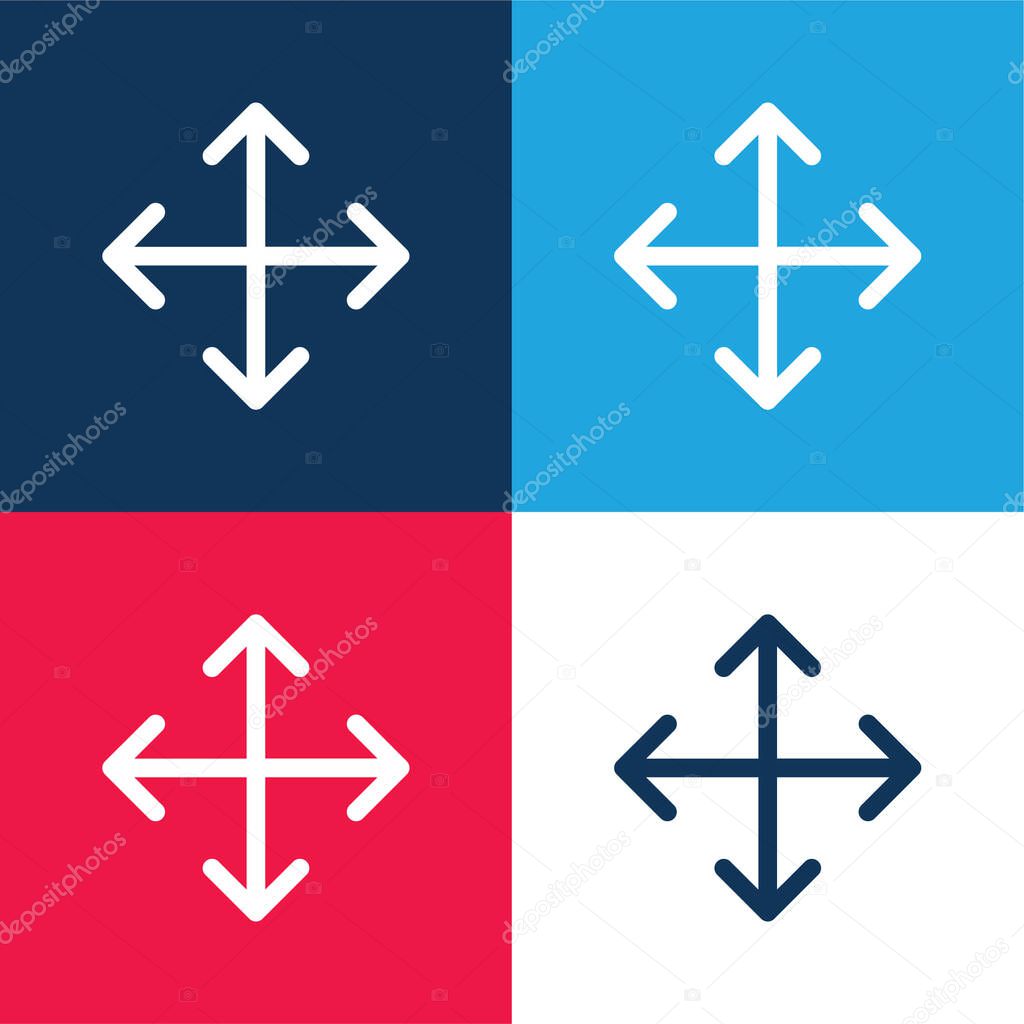 Arrows blue and red four color minimal icon set