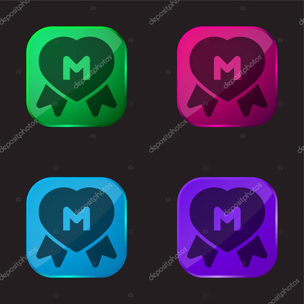 Award four color glass button icon