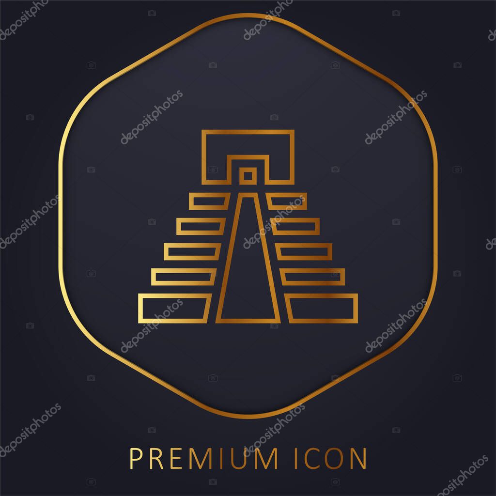 Aztec Pyramid golden line premium logo or icon