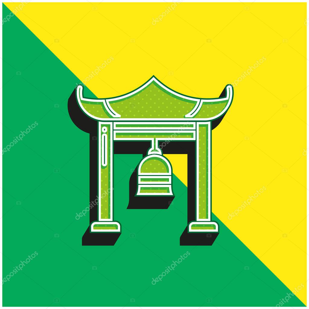 Bell Green and yellow modern 3d vector icon logo