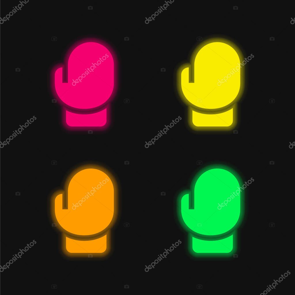 Boxing four color glowing neon vector icon