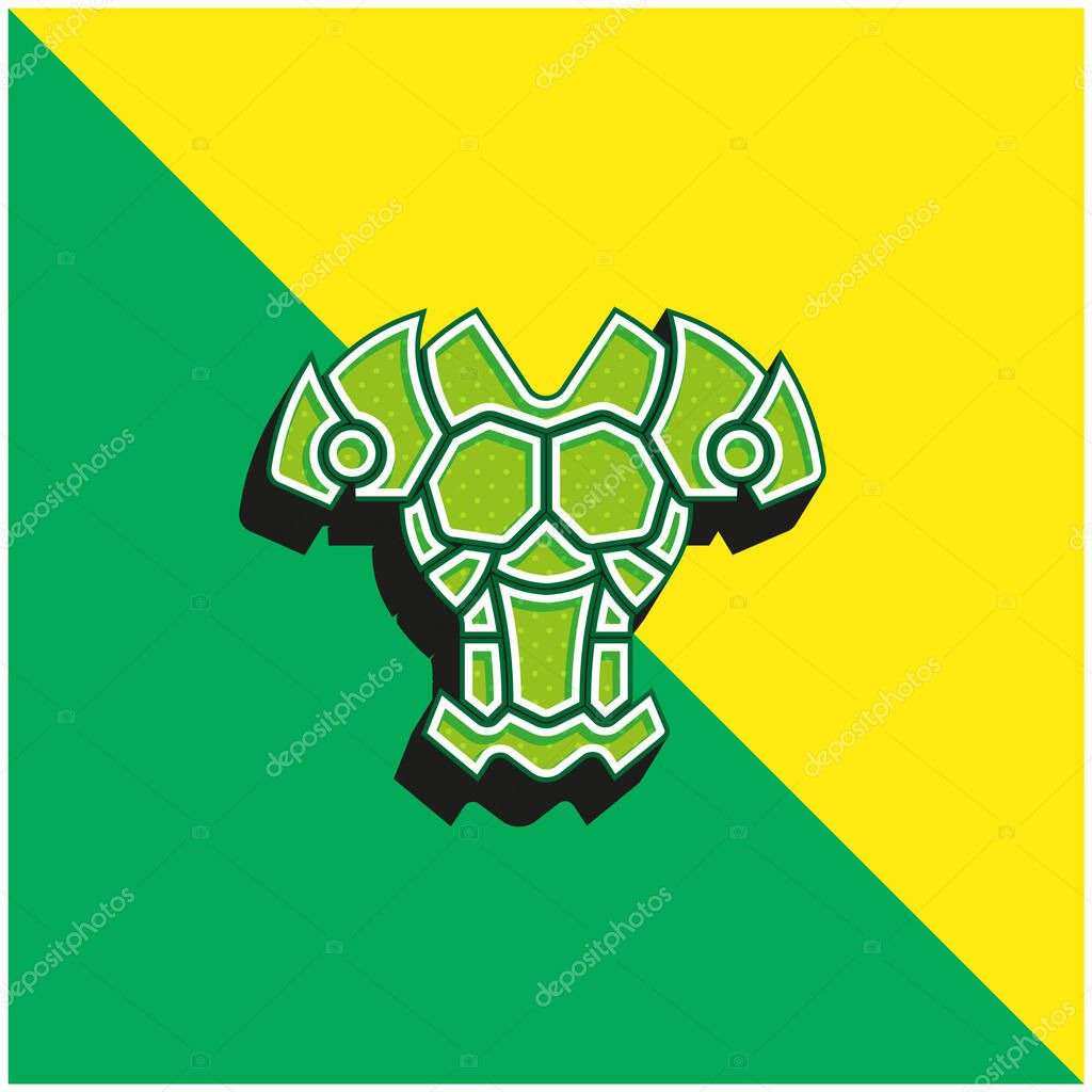 Armor Green and yellow modern 3d vector icon logo