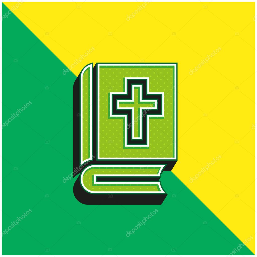 Bible Green and yellow modern 3d vector icon logo
