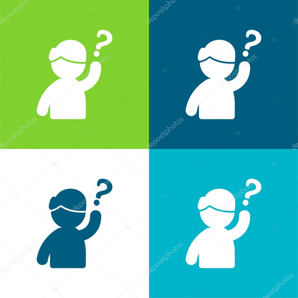 Hand Flat four color minimal icon set