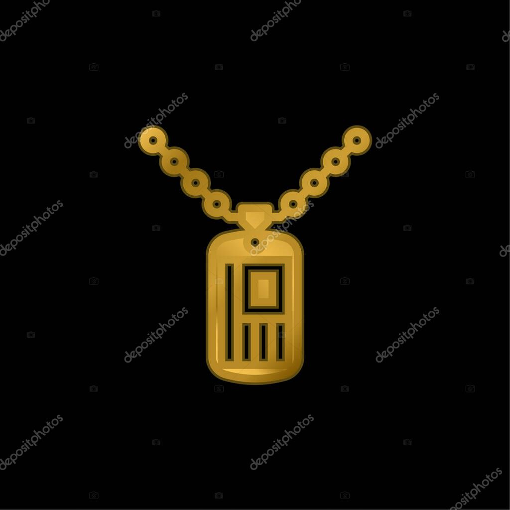 Army Dog Tag gold plated metalic icon or logo vector