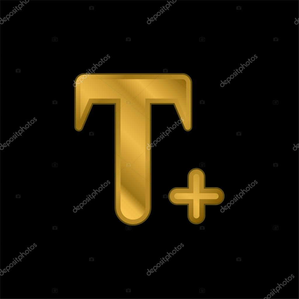 Add Text gold plated metalic icon or logo vector