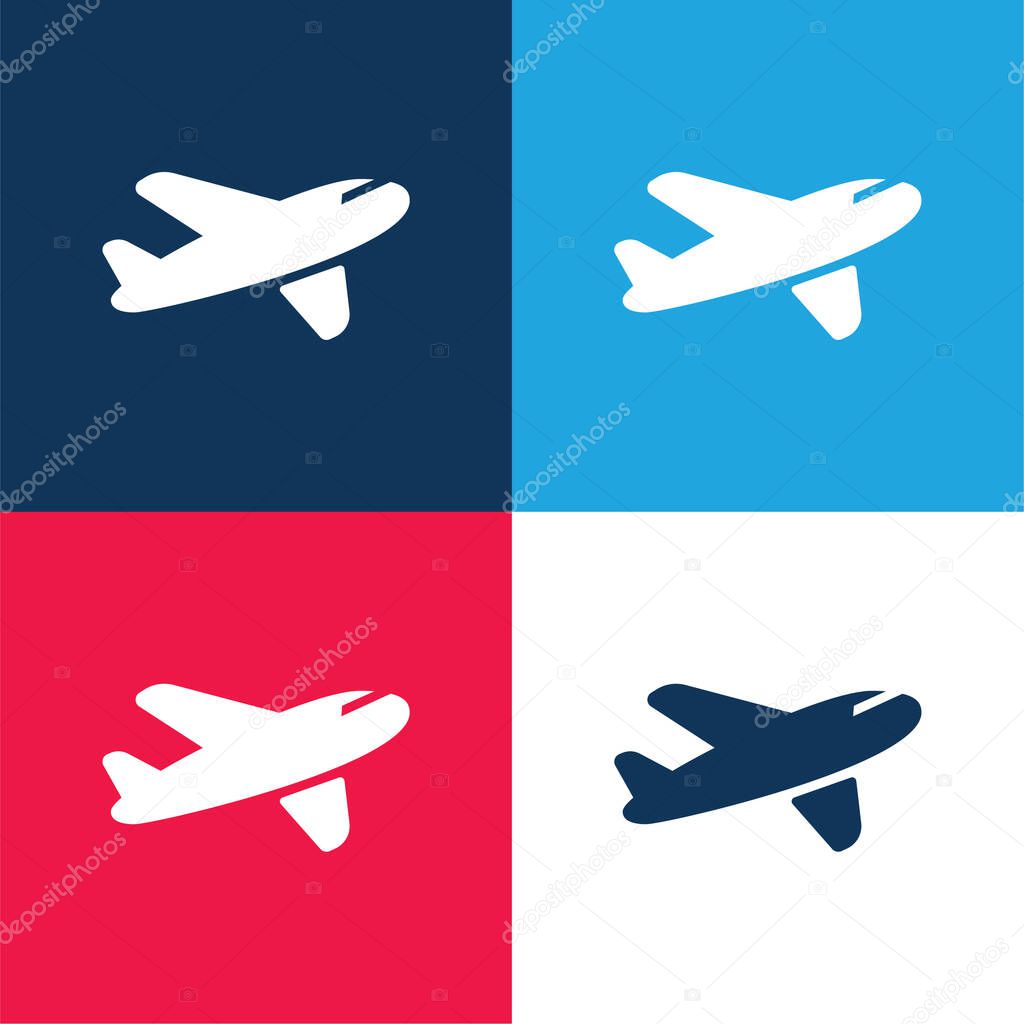 Air Transport blue and red four color minimal icon set