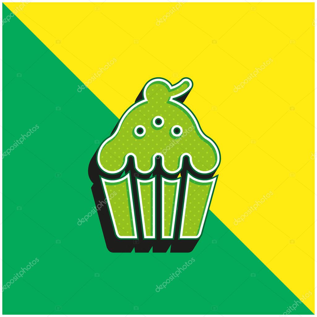 Baked Green and yellow modern 3d vector icon logo