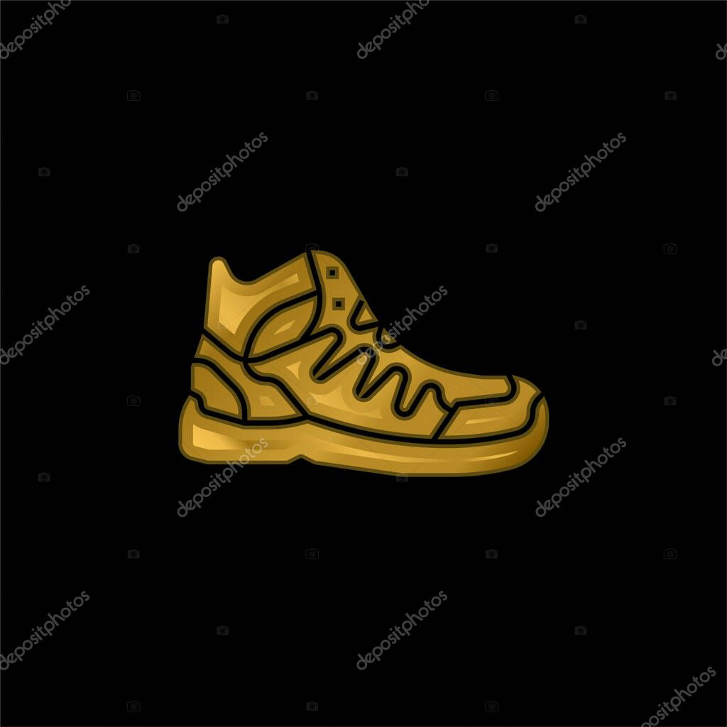 Boots gold plated metalic icon or logo vector