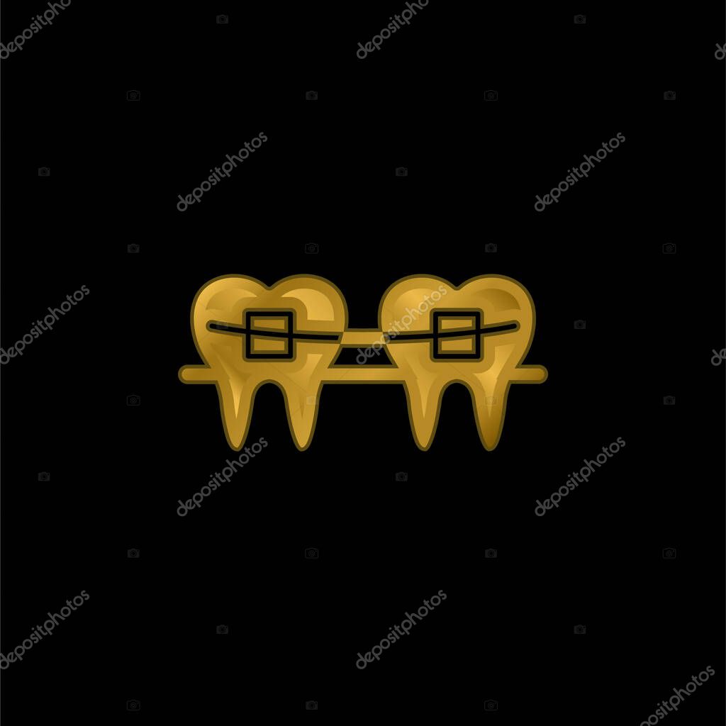 Braces gold plated metalic icon or logo vector