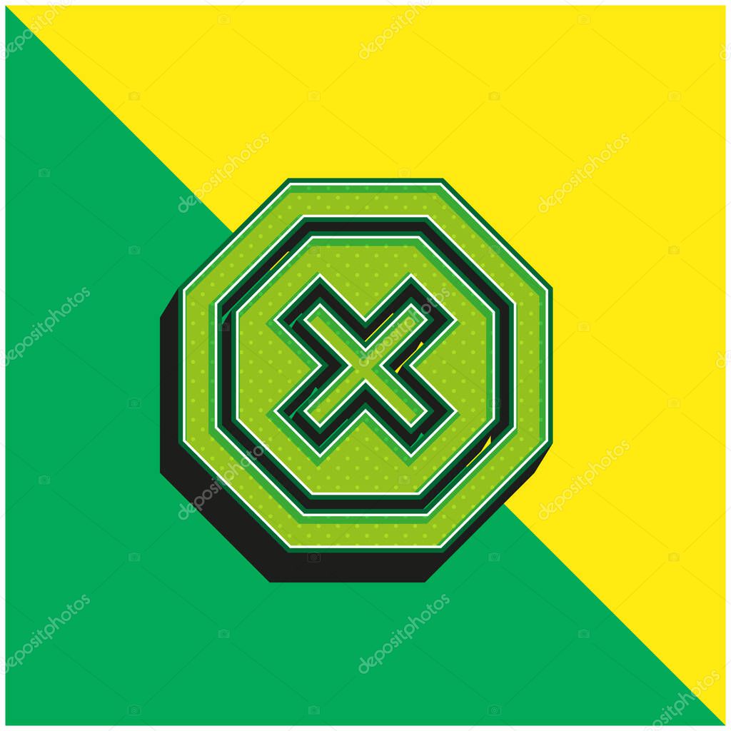 Ad Blocker Green and yellow modern 3d vector icon logo