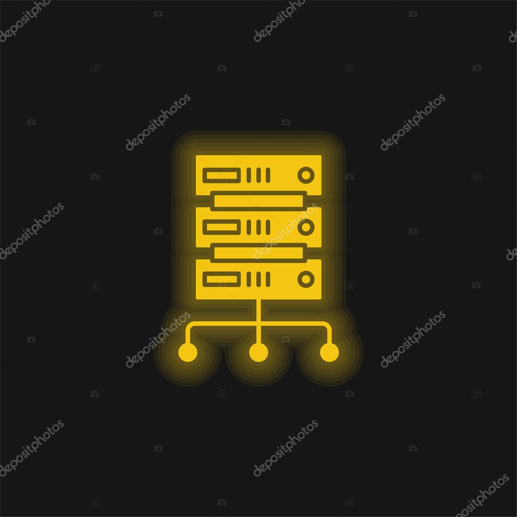 Big Data yellow glowing neon icon
