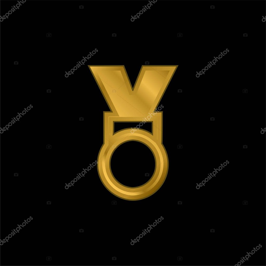 Award Medal gold plated metalic icon or logo vector