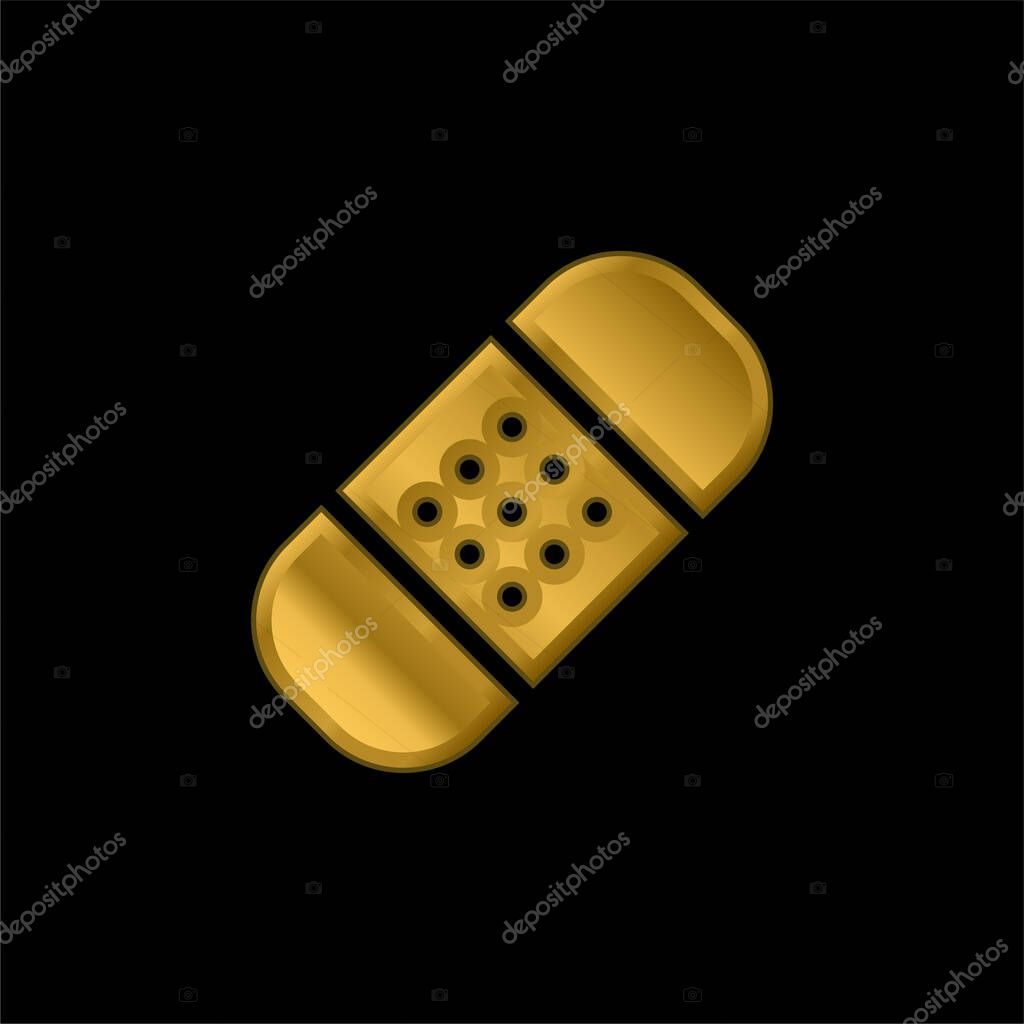 Bandage gold plated metalic icon or logo vector