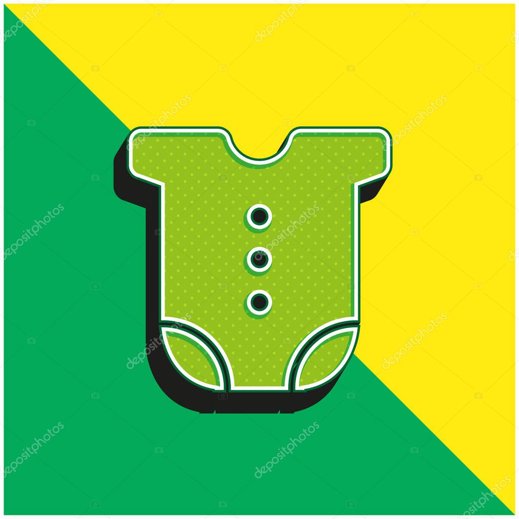 Baby Clothes Green and yellow modern 3d vector icon logo