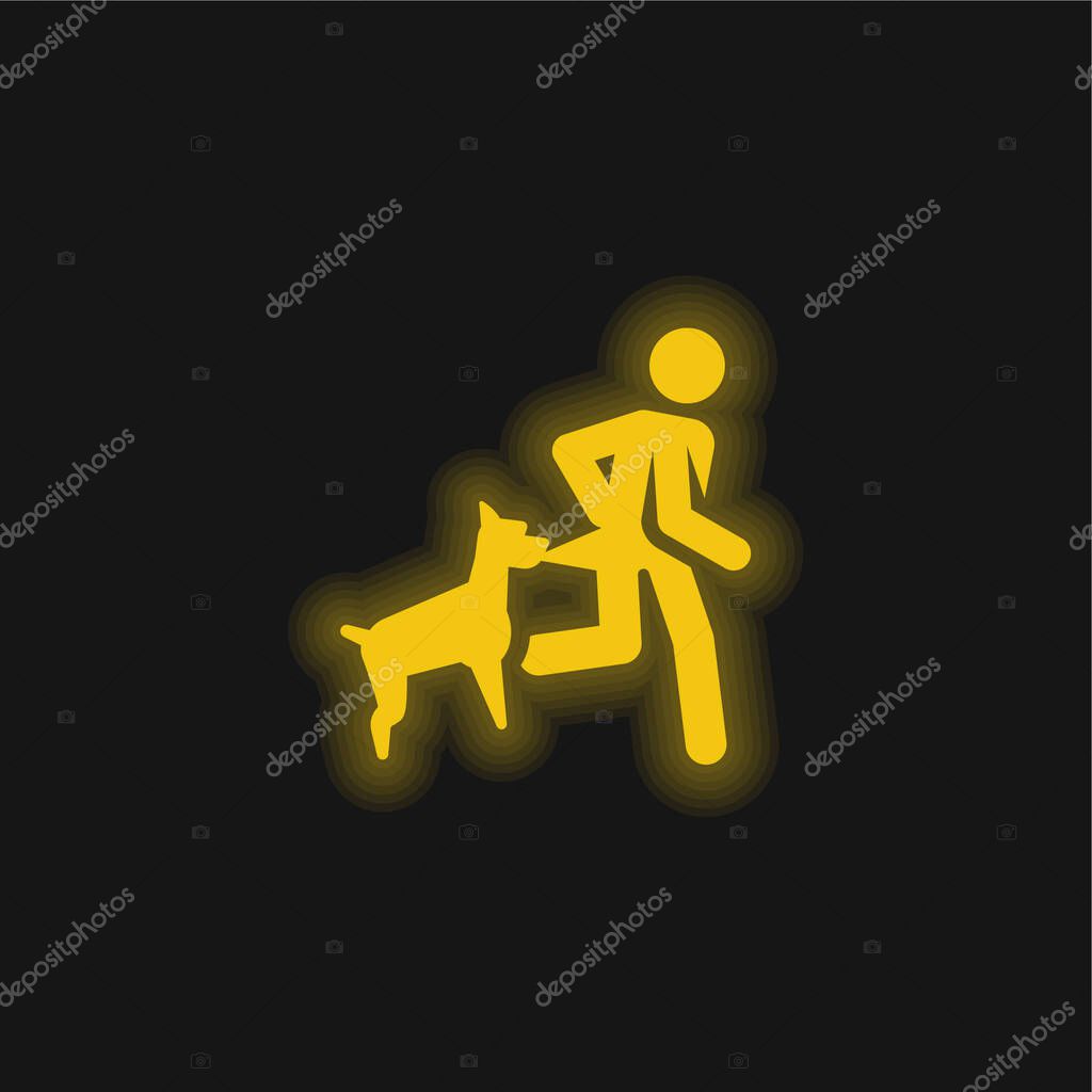 Bite yellow glowing neon icon